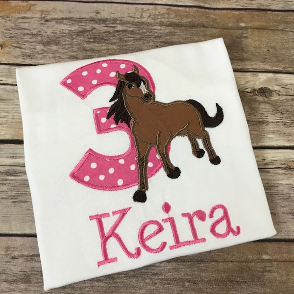 Spirit Riding Free Birthday Shirt, Horse Birthday Shirt, Spirit Horse Embroidered, Applique, Birthday Shirt