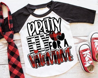 READY TO SHIP, Pretty Fly for a Valentine, Valentine Shirt, Boy Valentine Shirt, Raglan, Valentine Baseball Shirt