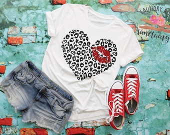 Leopard Heart with Lips, Valentine's Day Shirt, Will You Be my Valentine, Teacher Shirt, Holiday Shirt