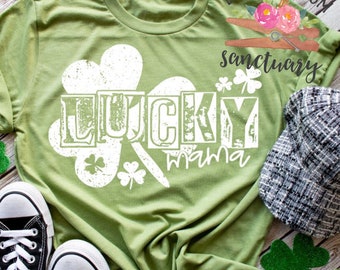 SOLD OUT Lucky Mama Green Shirt, Women’s St. Patrick’s Day Shirt, Shamrock Shirt, Teacher Holiday Shirts, Screen Print Transfers