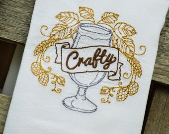 Crafty Embroidered Flour Sack Tea Towels, Kitchen,Wedding gift, Housewarming gift, Funny gift, Fathers Day, Bar Towels