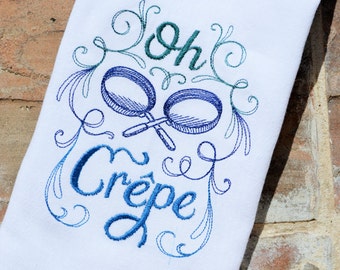 Oh Crepe Embroidered Flour Sack Tea Towels, Kitchen,Wedding gift, Housewarming gift, Funny gift