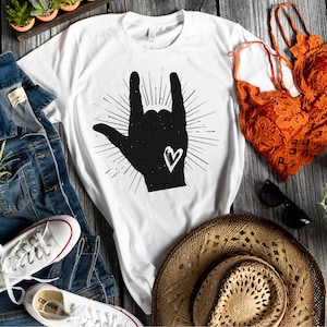 I love you, Gebärdensprache, Sommer Shirt für Mama, Mama Shirt, Frauen Shirt, Siebdruck Transfer, Freundlichkeit Shirt
