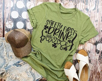 Safety First Drink with a Nurse, St. Patrick’s Day Shirt, Children’s clothing, St Paddys Day Shirt, Shamrock, Lucky Charm, Holiday shirts