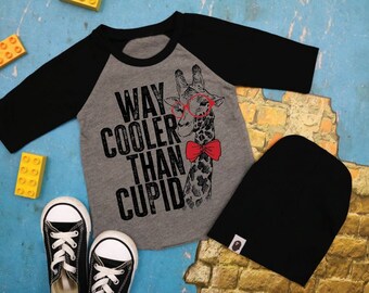 READY TO SHIP, Way Cooler than Cupid, Valentine Shirt, Boy Valentine Shirt, Raglan, Valentine Baseball Shirt