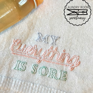 My Everything is Sore Embroidered Workout Towel, Gym Towel, Workout Towel, Birthday Gift, Exercise Towel, Sweat Towel