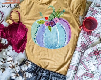 Watercolor Pumpkin, Pumpkin Shirt, Halloween Shirt, Holiday Shirt, Mom Holiday Shirt,