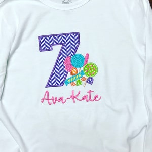 Candy Birthday Shirt, Candy land Birthday Shirt Embroidered, Applique, Birthday Shirt