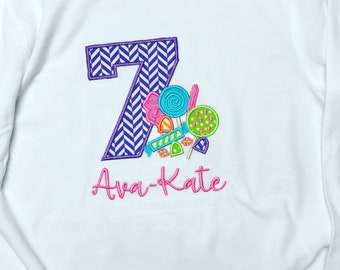 Candy Birthday Shirt, Candy land Birthday Shirt Embroidered, Applique, Birthday Shirt