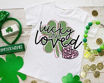 St. Patrick’s Day Shirt, Lucky & Loved, Children’s clothing, St Paddys Day Shirt, Shamrock, Lucky Charm, Holiday shirts