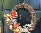 FALL SALE - fall Thanksgiving Grapevine wreath, front door decor, Thanksgiving wreath, Fall wreath, Wall decor, Home decor, Grapevine wreath