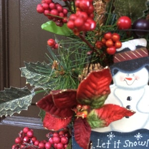 Oval grapevine,snowman wreath,Christmas wreath,wreath,whimsical wreath, rustic wreath, rustic Christmas wreath, front door image 4