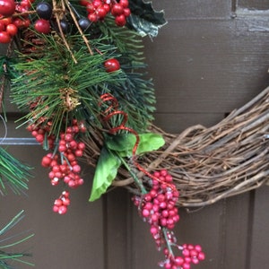 Oval grapevine,snowman wreath,Christmas wreath,wreath,whimsical wreath, rustic wreath, rustic Christmas wreath, front door image 3