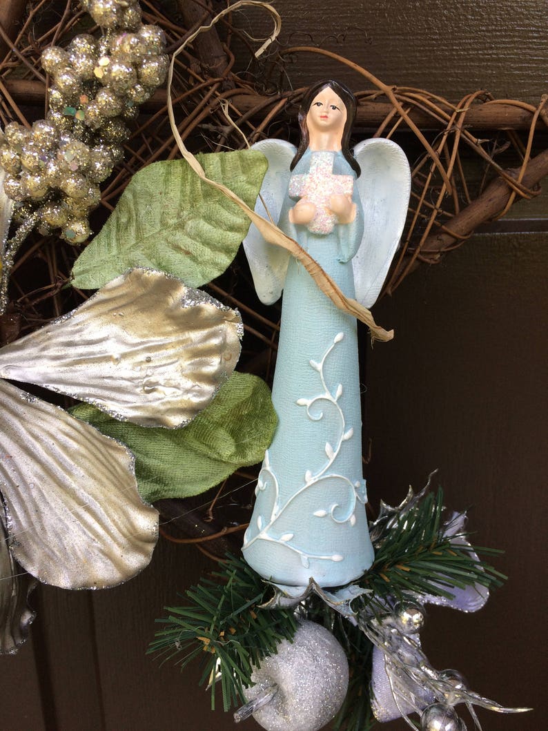 Christmas angel Grapevine star angel wreath Grieving Etsy