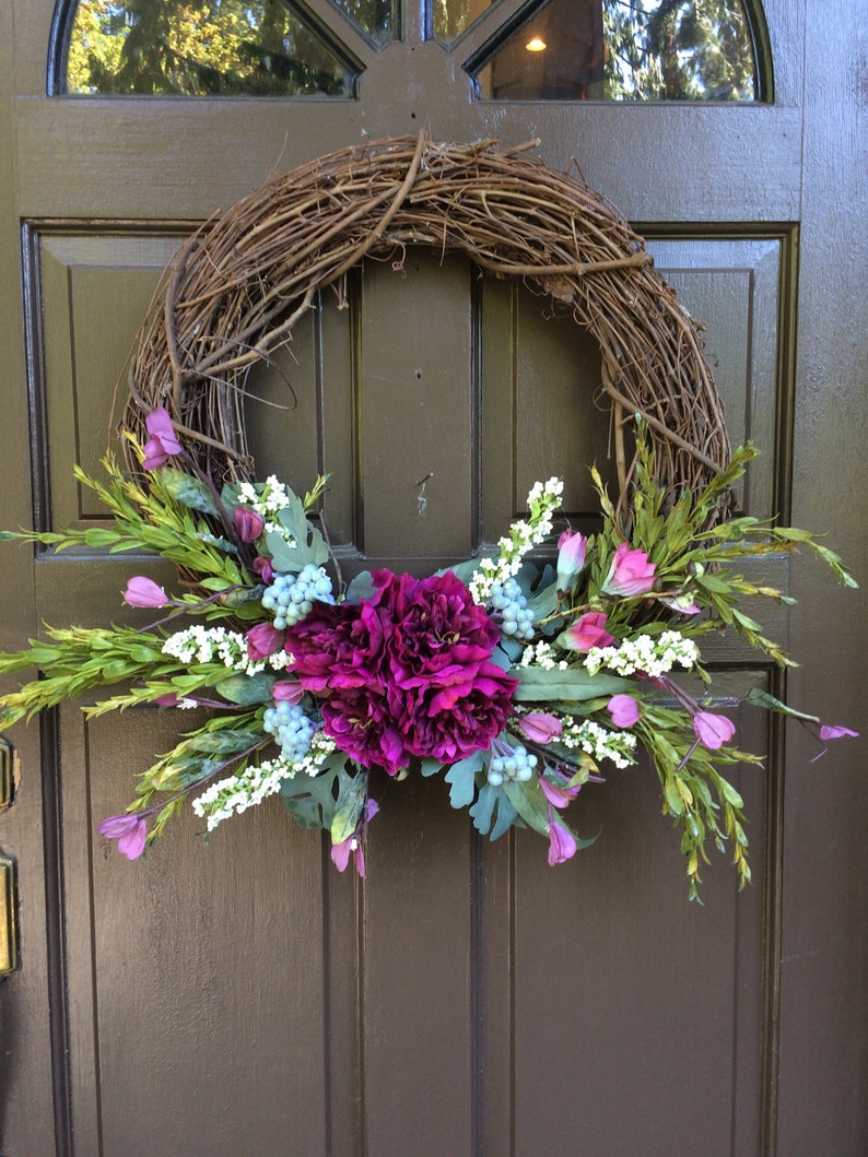 door decor NEW Summer Wreath purple wreath Grapevine purple wreath door wreath gift for her SKU 300 grapevine,wall decor