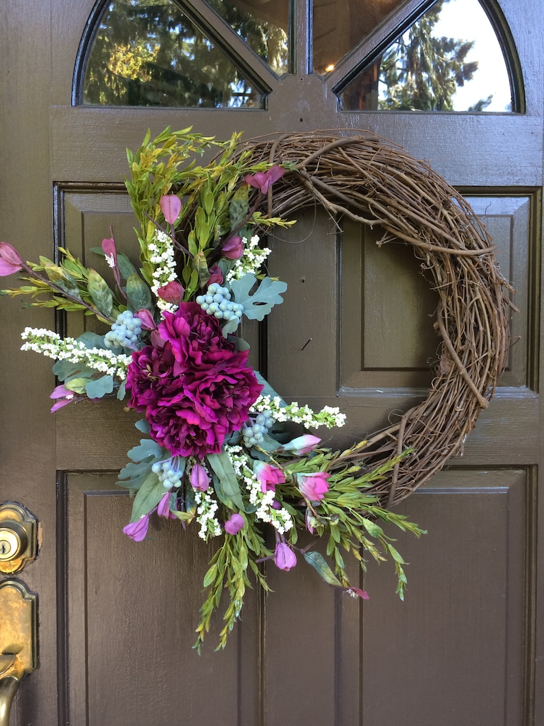 door decor NEW Summer Wreath purple wreath Grapevine purple wreath door wreath gift for her SKU 300 grapevine,wall decor