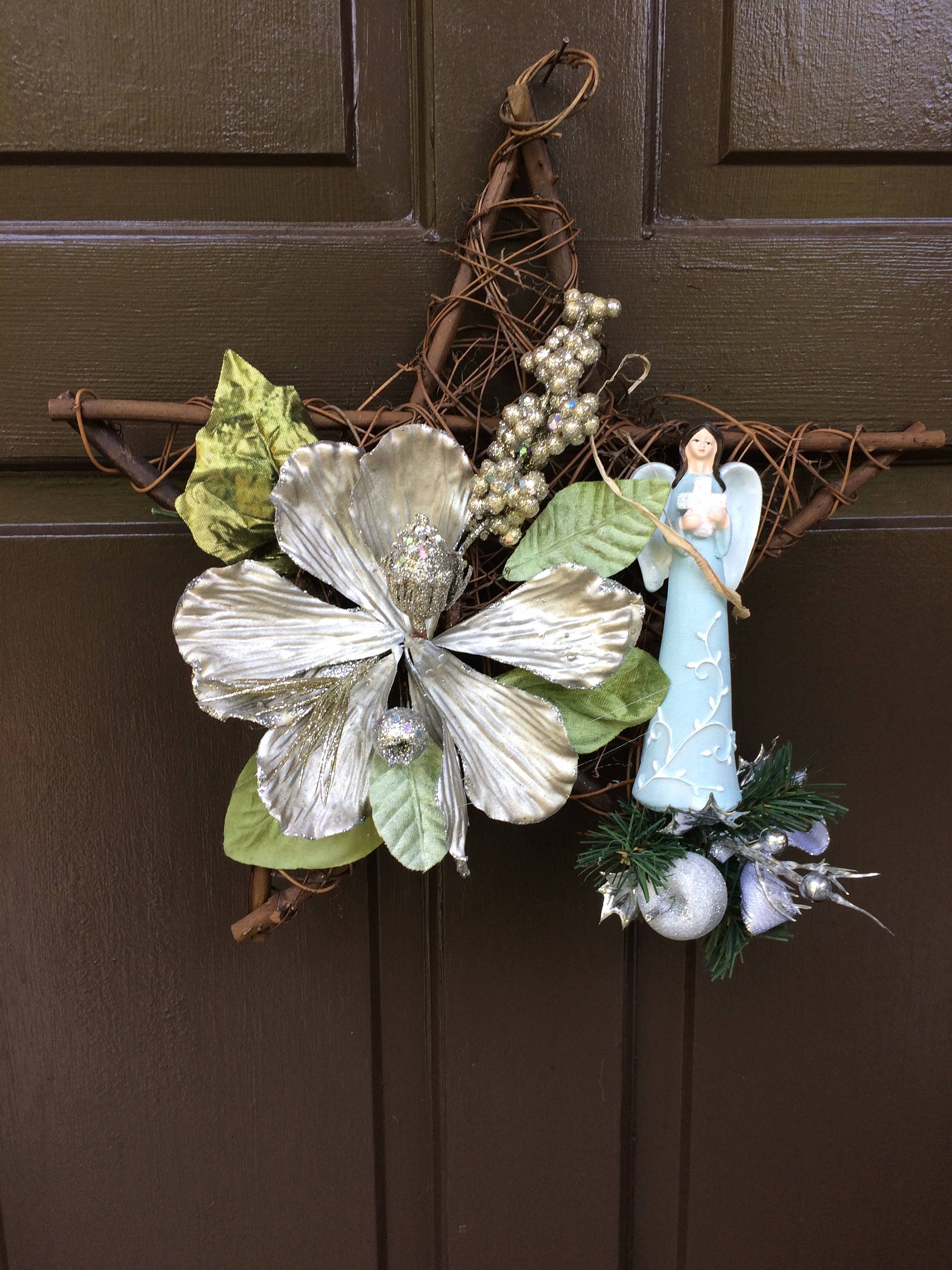 Christmas angel Grapevine star angel wreath Grieving Etsy