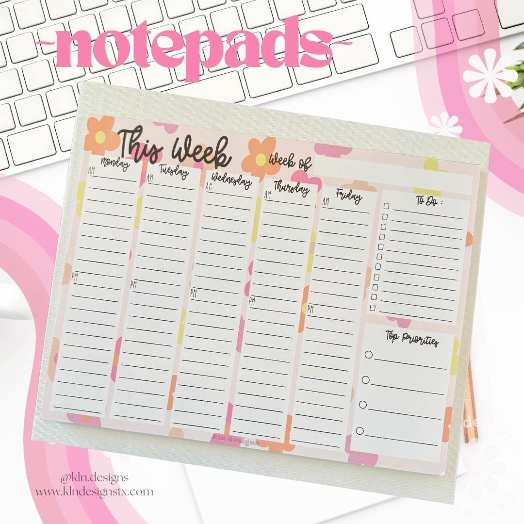 Weekly Planner Notepad | to Do List Notepad | 50 Sheet Planner ...
