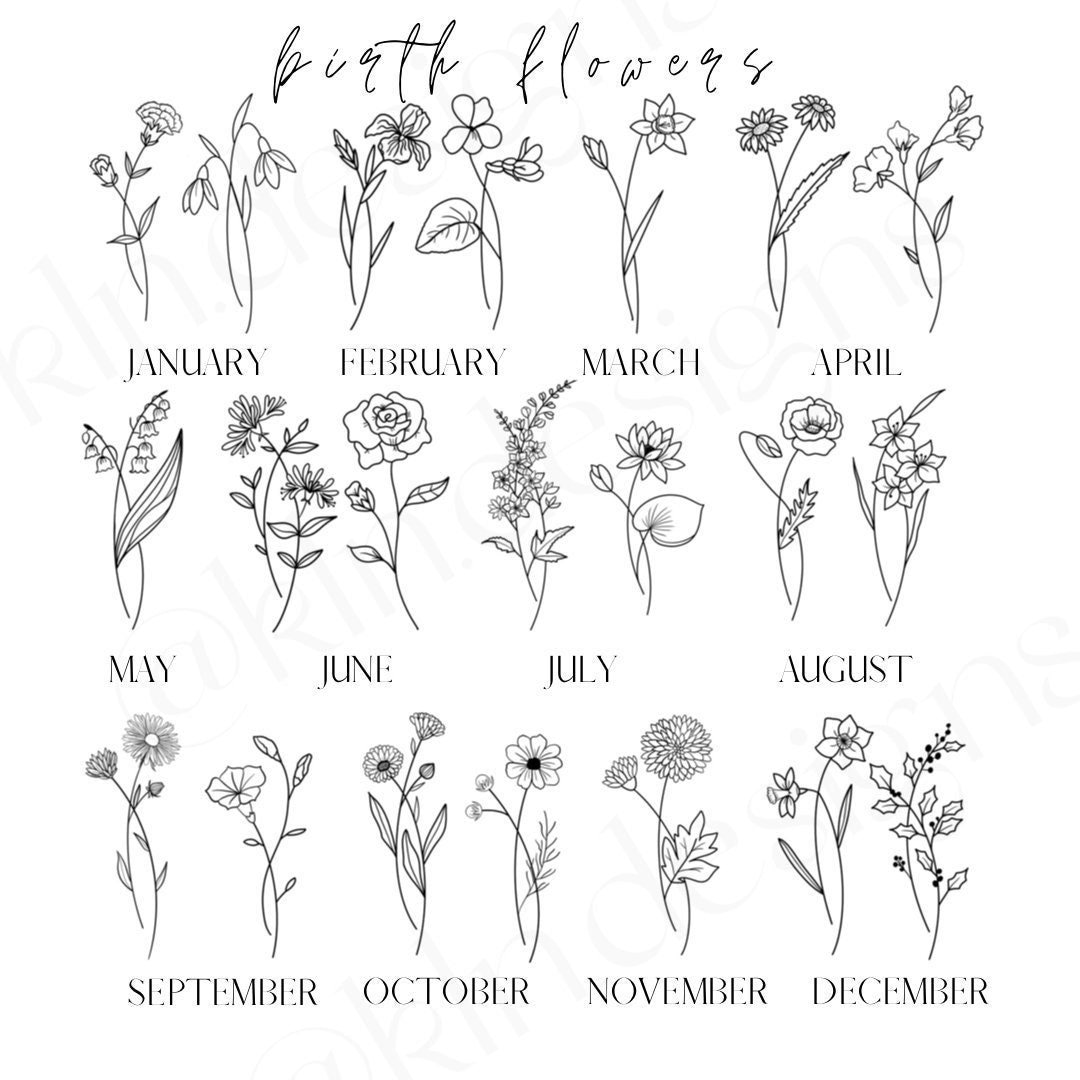  12 Birth Month Flower Stickers Birth Flower Decals