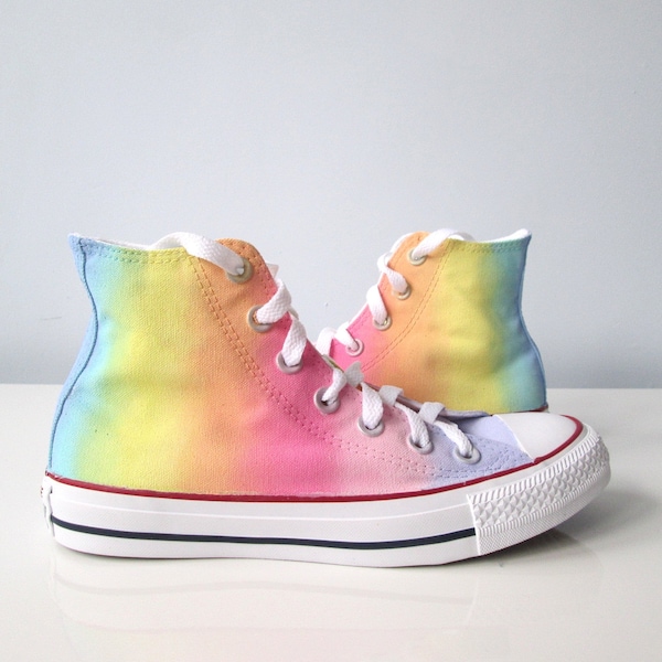 Pastel rainbow shoes, hand painted rainbow shoes