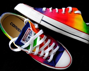 Custom hand painted rainbow shoes, rainbow sneakers, Pride Month Shoes