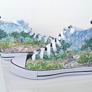 Custom Van Gogh Sneakers: Hand-Painted Impressionism Art Shoes