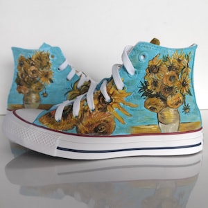 Handgeschilderde Van Gogh-sneakers met zonnebloemen: Custom Art-schoenen