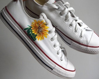 Custom Sunflower Shoes, hand painted flower shoes,