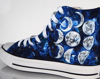 Custom Moon Phases shoes, Galaxy Moon Sneakers, Celestial Shoes