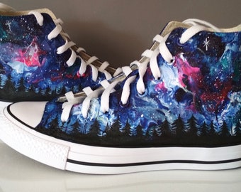 Custom Northern Lights shoes, Aurora Borealis Sneakers,  treeline shoe, celestial shoes