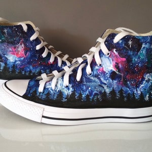 Custom Northern Lights shoes, Aurora Borealis Sneakers,  treeline shoe, celestial shoes