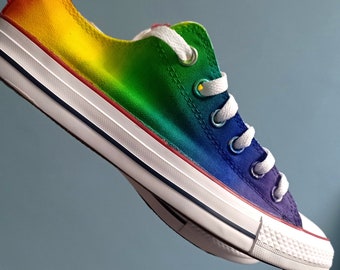 Custom hand painted rainbow shoes, rainbow sneakers