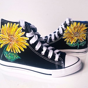 Benutzerdefinierte Sonnenblume Schuhe, handbemalte Blumenschuhe