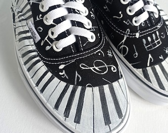 Piano - Music Notes - Custom Converse - Hand Painted Converse