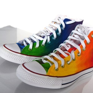 Custom hand painted rainbow shoes, rainbow color sneakers