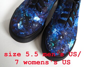 Custom hand painted galaxy sneakers, galaxy shoes READY TO SEND, blue galaxy sneakers, celestial shoes