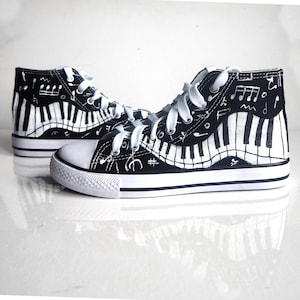 Custom Music Notes Shoes, hand painted  Piano shoes
