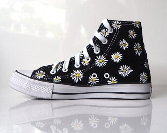 Handpainted Daisy Shoes for flower lovers, garden strolls, creative casual wear