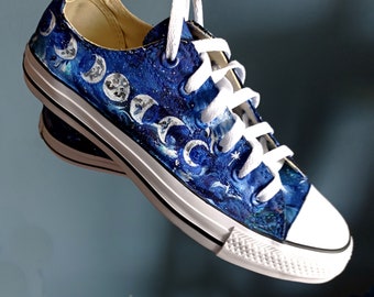 Custom Moon Phases shoes, Galaxy Moon Sneakers, Galaxy shoes, Celestial Shoes