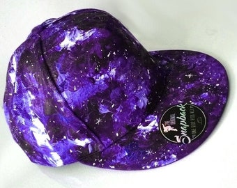 Custom galaxy SNAPBACK, galaxy trucker hat, custom fullcap, purple galaxy cap, celestial cap, gift for him