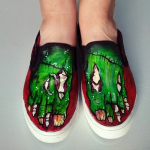 Handcrafted Zombie Foot Slip-Ons: Eerie Halloween Costume Shoes for Cosplay and Spooky Events image 2