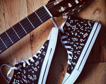 Custom Music Notes Shoes, hand painted music shoes