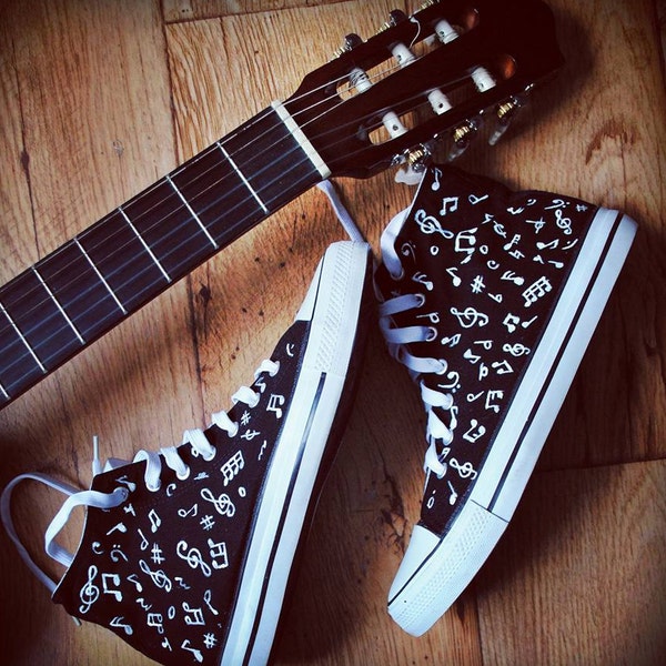 Custom Music Notes Shoes, hand painted music shoes