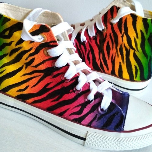 zebra print converse with orange