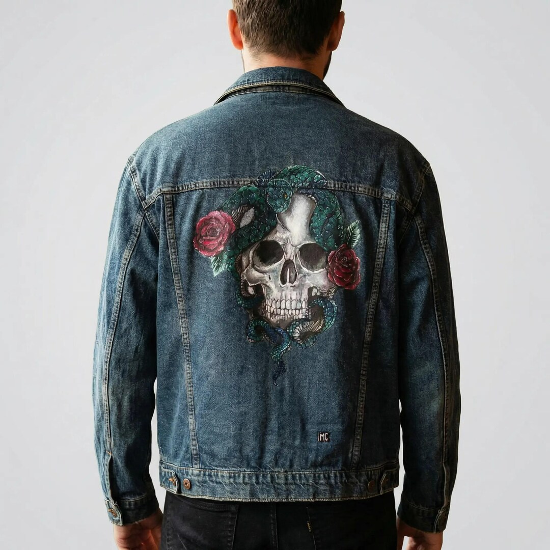 Veste En Jean FUBU The Collection Brodée, Patch Rose Et Crâne, Taille S, état Impeccable D'occasion