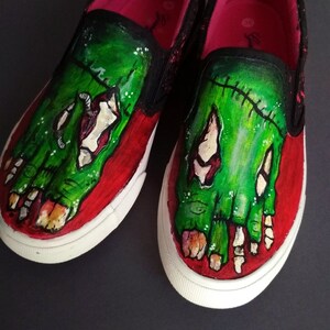 Handcrafted Zombie Foot Slip-Ons: Eerie Halloween Costume Shoes for Cosplay and Spooky Events image 4