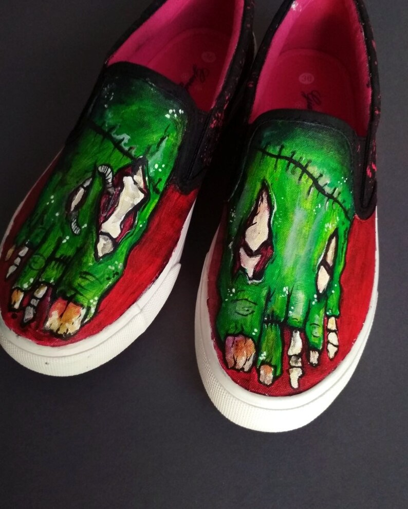 Handcrafted Zombie Foot Slip-Ons: Eerie Halloween Costume Shoes for Cosplay and Spooky Events image 4