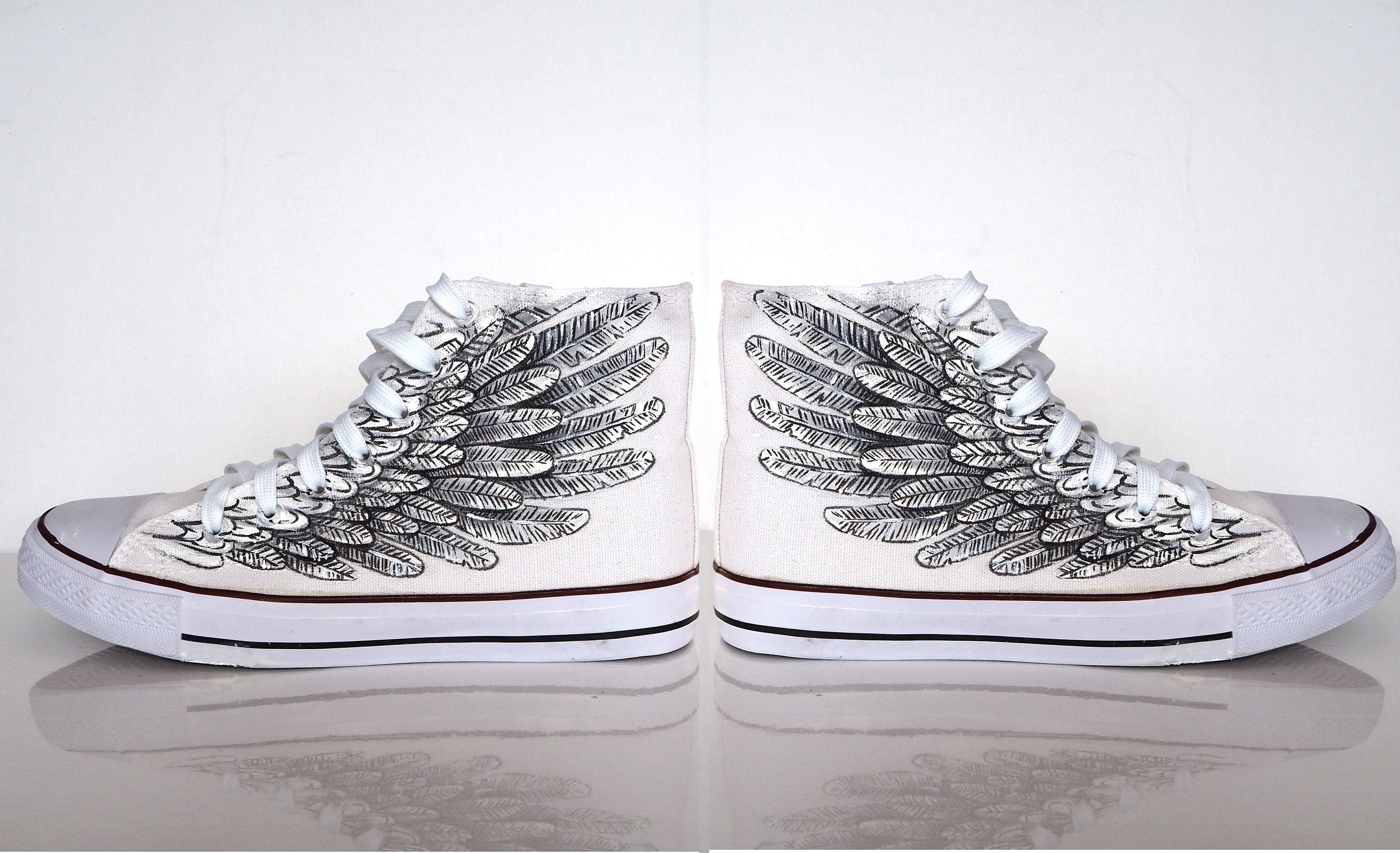 Hand-painted Angel Wings Sneakers for Dreamers, Art Lovers  display picture 1