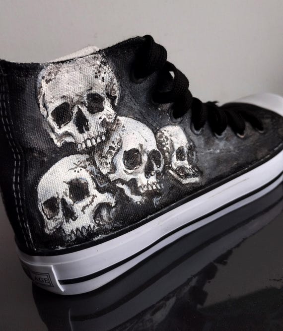 Custom Skull Shoes Personalized Hand Painted Skulls Shoes Skeleton Shoes Anatomy Skull Bones Shoes Horror Macabre Skull Shoes Etsy
