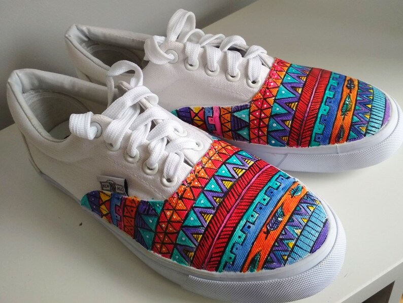 Custom hand painted Aztec pattern shoes Ethnic shoes boho
